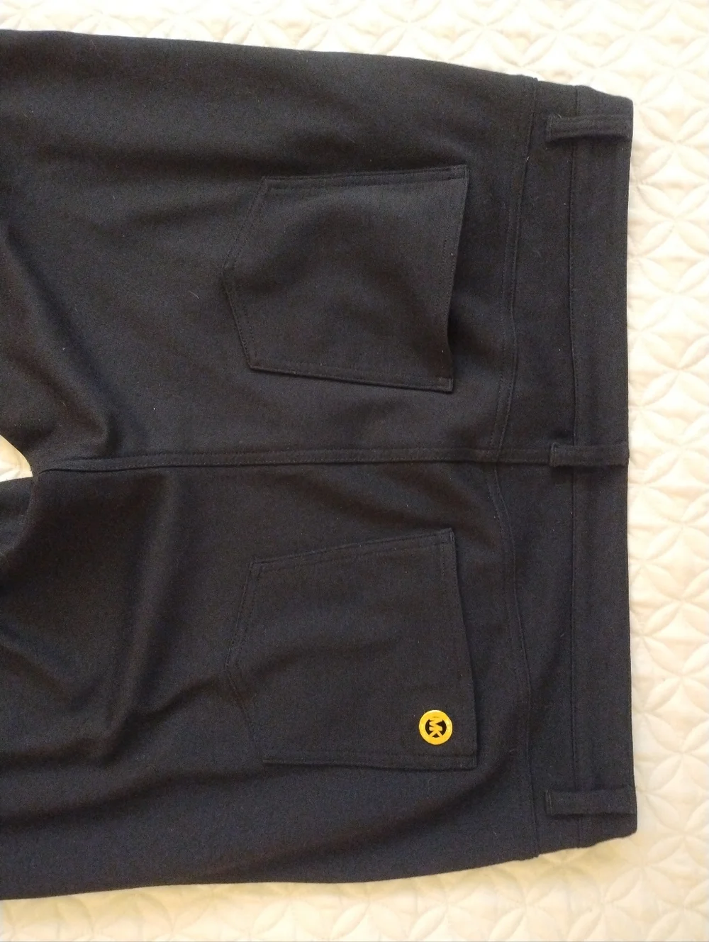 Michael Kors Black Stretch Knit Pants Gold Buttons 14W EUC